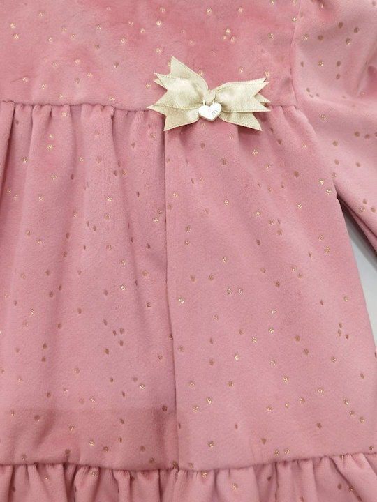 Mayoral Kids Dress Velvet Long Sleeve Pink