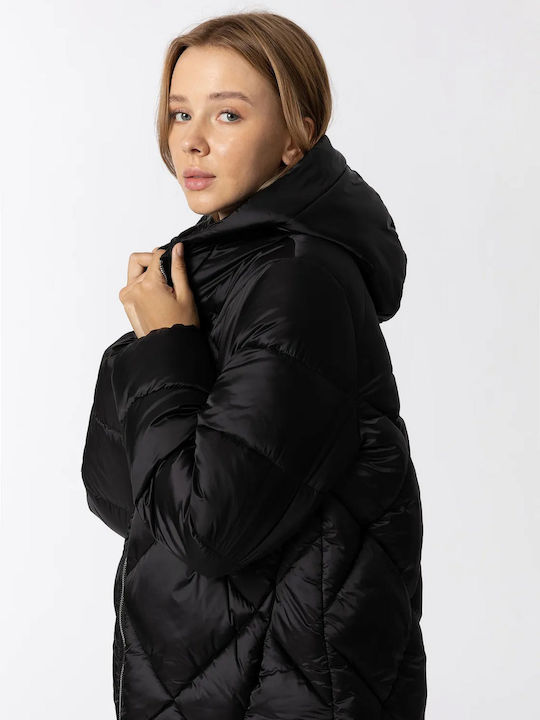 Women's Short Puffer Jacket for Winter Black