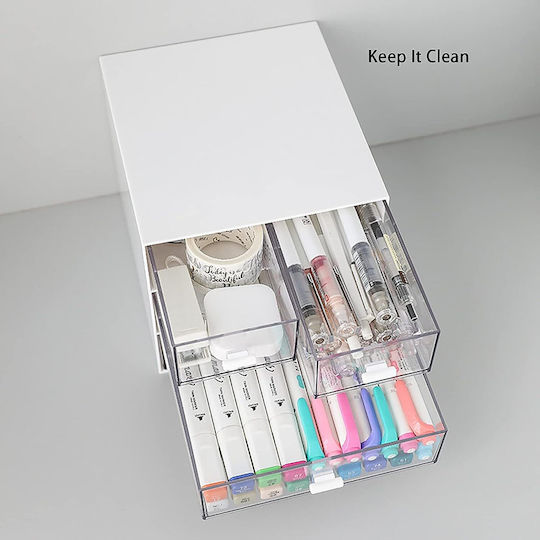 Kosmetikorganisator mit Schubladen Grau 17x15,5x14,5cm