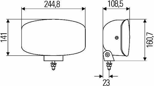 Mars Tech Ορθογώνιος Προβολέας Αυτοκινήτου LED Universal 24V με Πορτοκαλί Φωτισμό 1τμχ