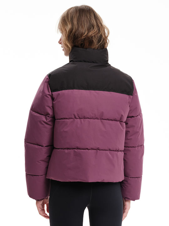 Women's Short Puffer Jacket for Winter Purple