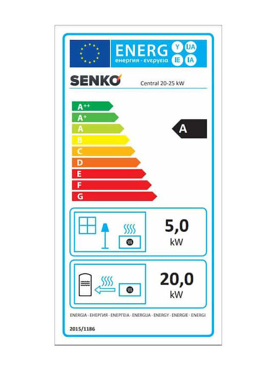 Senko Central 20-25 kW Ενεργειακό Τζάκι Ξύλου Καλοριφέρ Ίσιο με Ανοιγόμενη Πόρτα Κλειστού Δοχείου