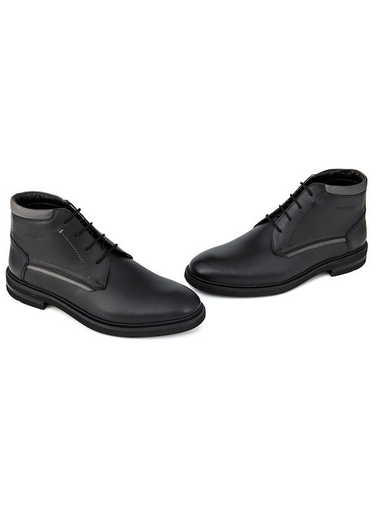 Softies Men's Leather Boots Black -ΜΑΥΡΟ