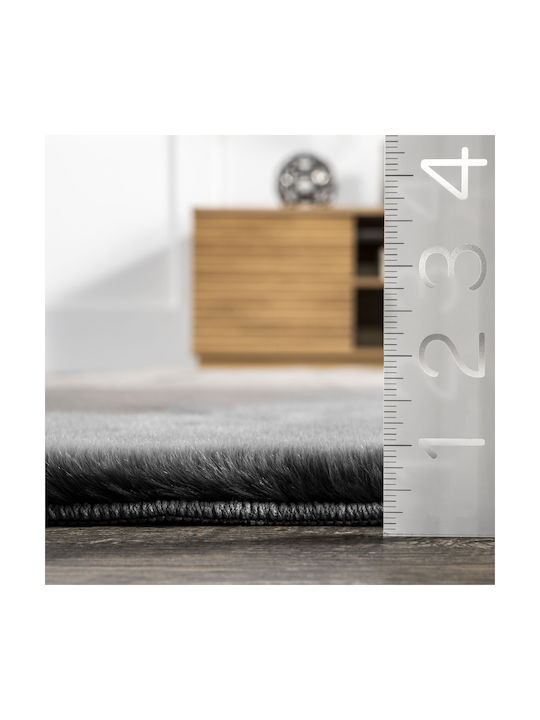 Saray Home Match 2 Colour Rug Rectangular Furry Black