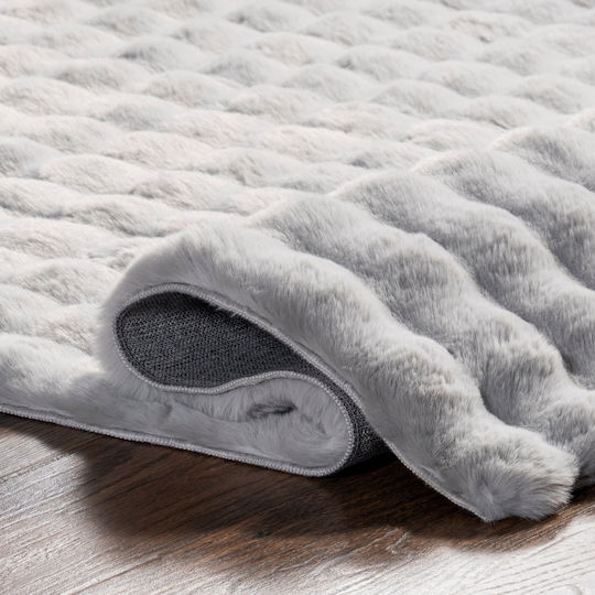 Saray Home Solid Design Anti-slip Rug Rectangular Shaggy Furry Gray