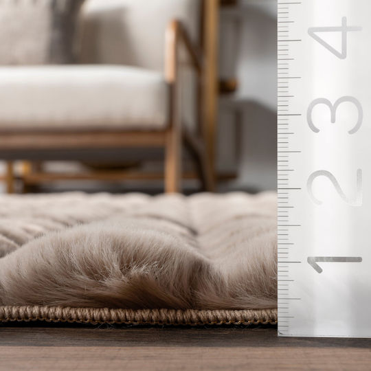 Saray Home Antiderapant Covor Rectangular Shaggy Din blană Moka maro