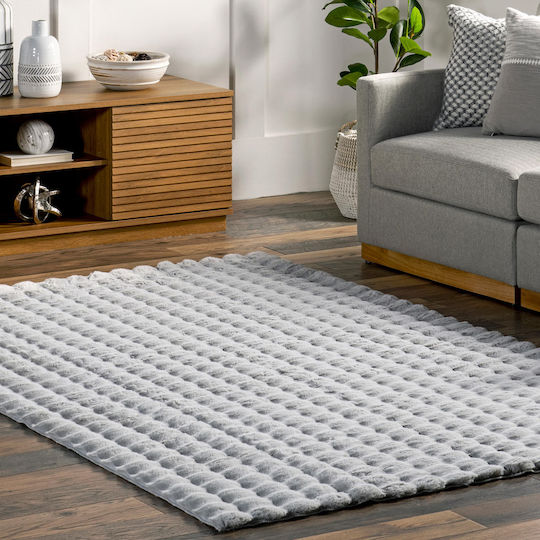 Saray Home Solid Design Anti-slip Rug Rectangular Shaggy Furry Gray