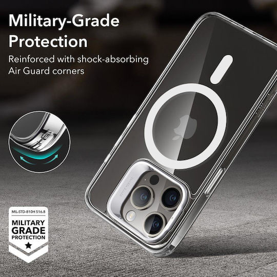 ESR Classic Hybrid Kickstand HaloLock MagSafe Back Cover Silicon 1.3mm Transparent (iPhone 15 Pro)