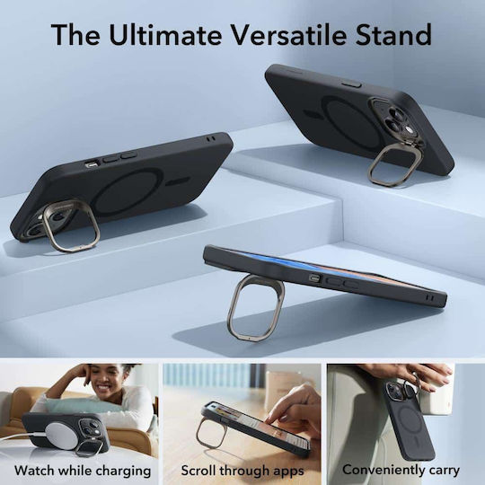 ESR Cloud Kickstand Halolock Umschlag Rückseite Metallisch 1.8mm Schwarz (iPhone 15 Plus / 16 Plus)