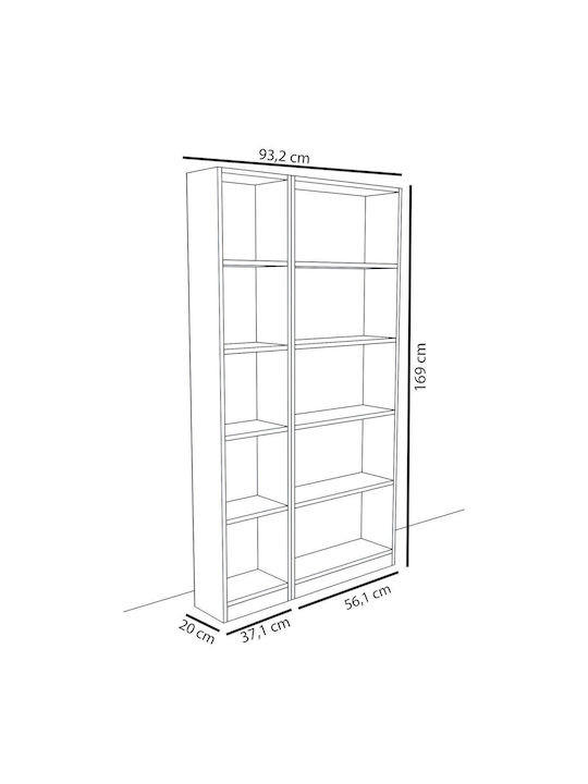 Bibliotecă Abeba Alb 93.2x20x169cm