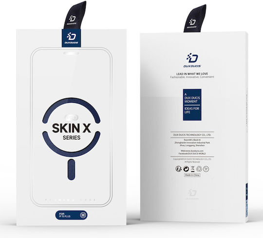 Skin X Pro Book Leather / Silicone / Plastic Blue (iPhone 15 Plus)