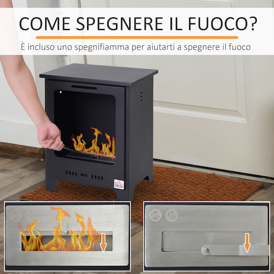 HomCom Internal / Outdoor Floor Bioethanol Fireplace Black 40x30x50cm