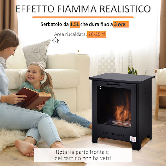 HomCom Internal / Outdoor Floor Bioethanol Fireplace Black 40x30x50cm