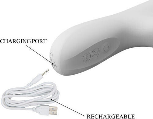 Pretty Love Reese Vibrator Rabbit Thrusting Vibrator With Rotating Beads 24.8cm White