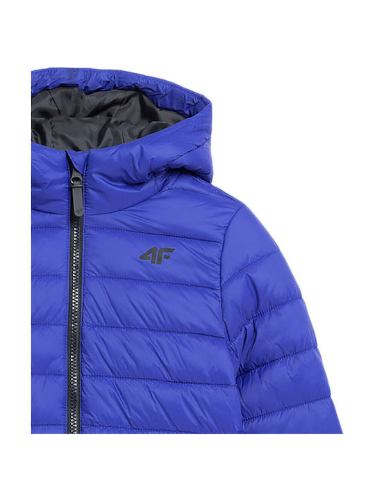 Down Kids Casual Jacket with Hood Blue