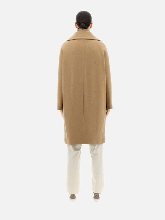 Herno Women's Midi Coat with Buttons Beige