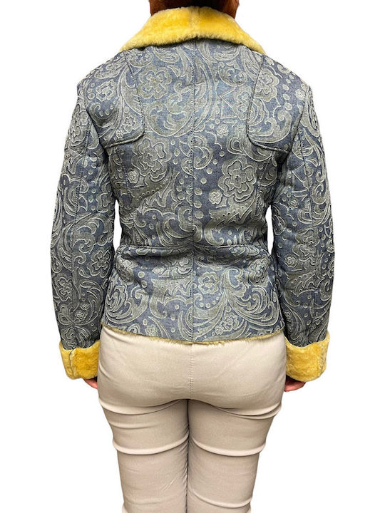 Mouton Women's Blue Coat with Buttons