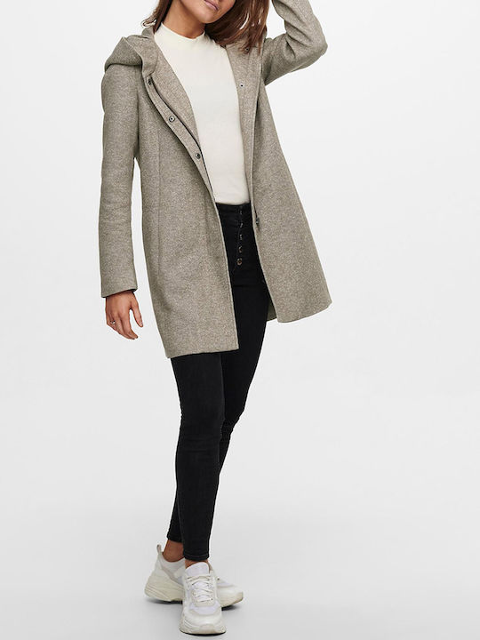 Women's Walnut Melange Coat with Hood