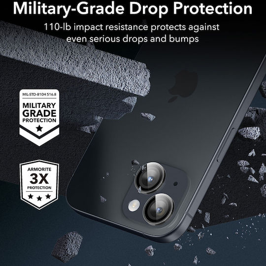 ESR Armorite Kameraschutz Gehärtetes Glas Black für das iPhone 15
