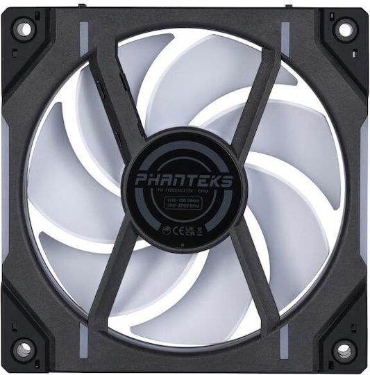 Phanteks PH-F120D30 Case Fan (2000rpm / 61.5cfm) με RGB Φωτισμό και Σύνδεση 4-Pin PWM Regular Black