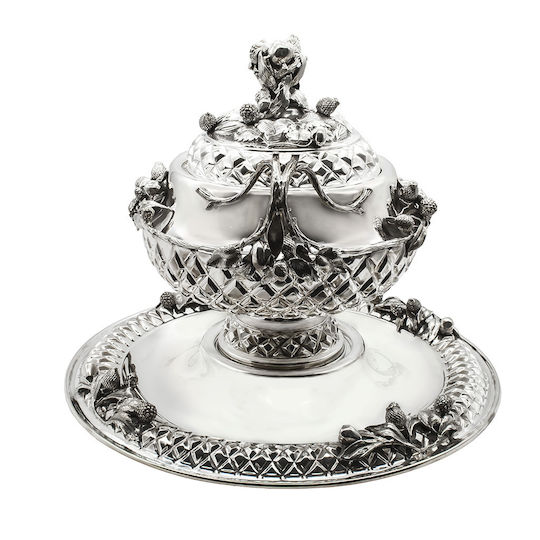 Savvas Design Decorative Bowl Pedestal Silver 45x45x36cm