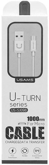 Usams US-SJ098 Regular USB 2.0 to micro USB Cable Λευκό 1m (MICUSBXD02) 1τμχ