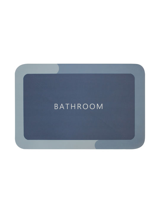 Keskor Rutschfest Badematte Synthetisch Rechteckig Bathroom 53180-1 Blau 60x40cm