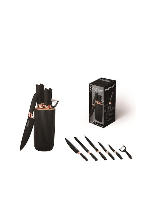 Cheffinger Knife Set with Block from Stainless Steel 20cm 7pcs