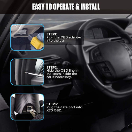 Autool X70 Диагностичен инструмент за автомобили Дигитален OBD 2 с Кабел