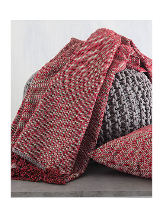 Rythmos Dekorativer Kissenbezug Luna aus 100% Baumwolle Burgundisch 40x40cm
