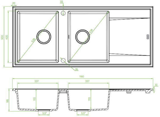 Laveo SBE 721T Drop-In Μ50xΠ50cm Gray
