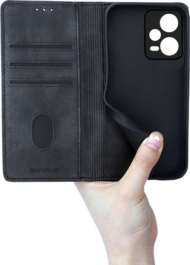 Sonique Vintage Magnet Book Piele artificială / Plastic / Silicon Negru (Redmi Note 12 Pro+)