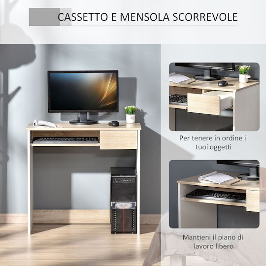Desk Wooden White / Sonoma 80x45x76cm