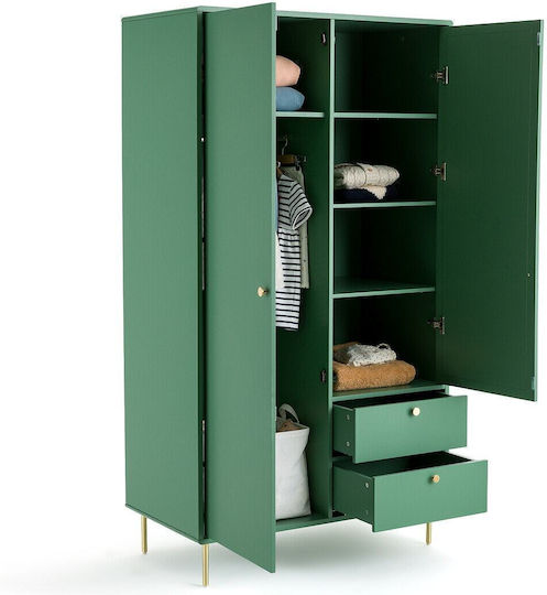 Redpop Two Door Wardrobe with 2 Drawers Green 100x55x185cm