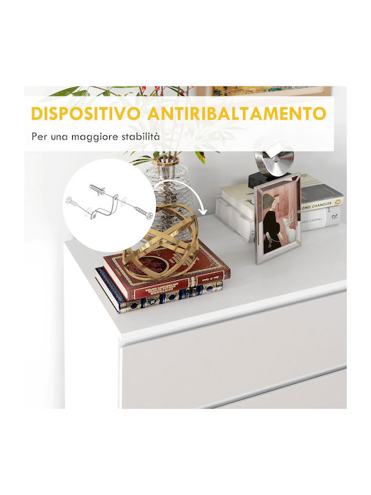 Συρταριέρα Κρεβατοκάμαρας από Ξύλο & Μέταλλο με 4 συρτάρια Λευκή 60x40x80εκ.