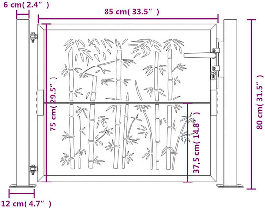 vidaXL Garden Fence Gate from Bamboo in Brown Color 1.05m x 80cm