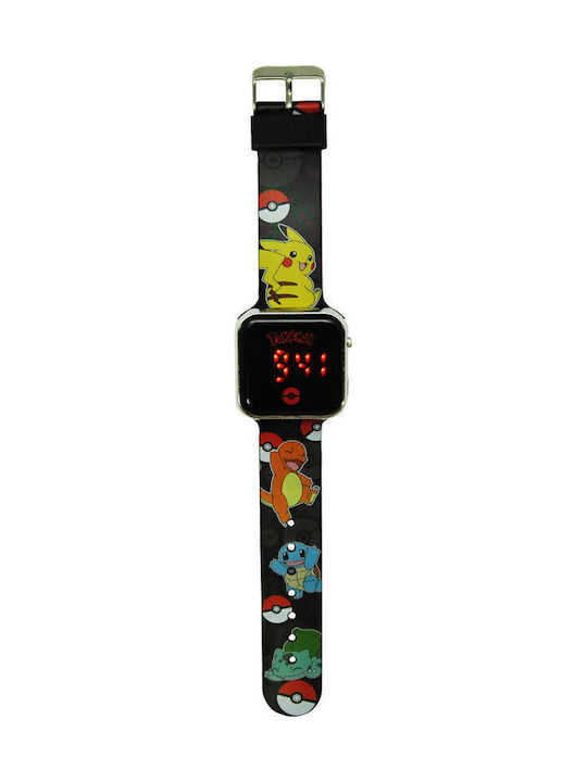Pokemon Παιδικό Ψηφιακό Ρολόι 30mm Pokemon Μαύρο