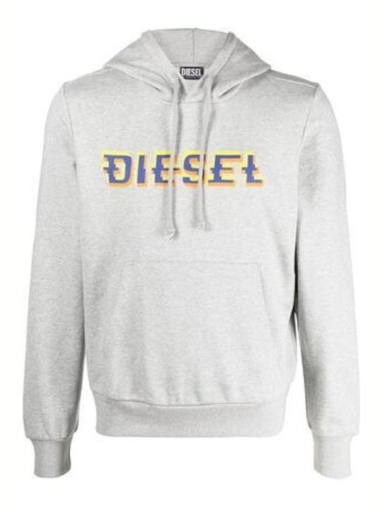 Diesel Men's Sweatshirt with Hood and Pockets Gray