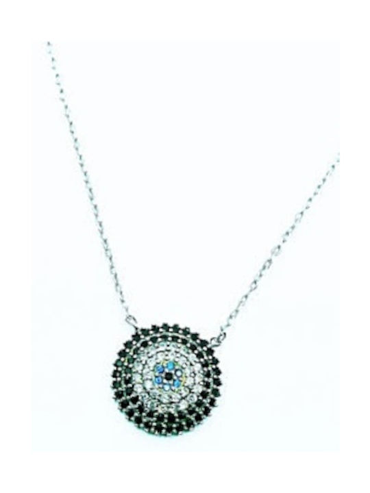 PS Silver Necklace Eye from Silver with Zircon