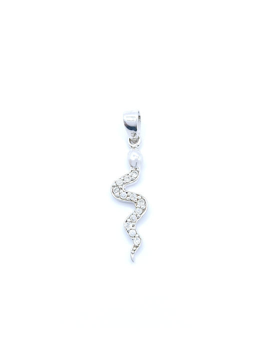 PS Silver Necklace with design Snake from Silver with Zircon