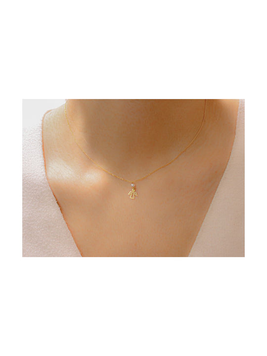 Ekan Necklace with design Angel from Gold 14K with Pearls