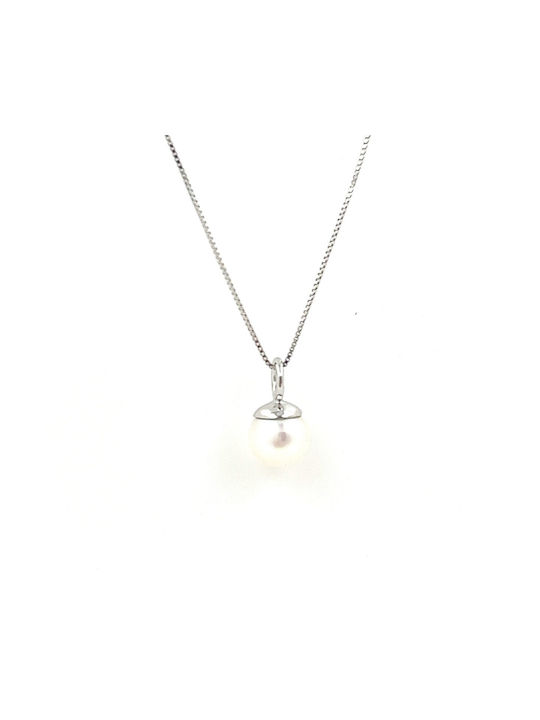 CHrysolithos Necklace from White Gold 14K with Pearls