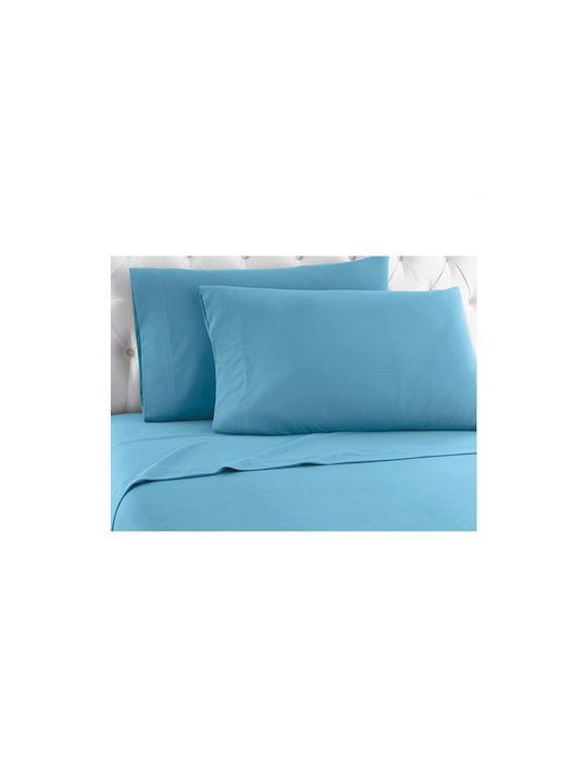 TnS Sheet King Size with Elastic 180x200+25cm. Light Blue