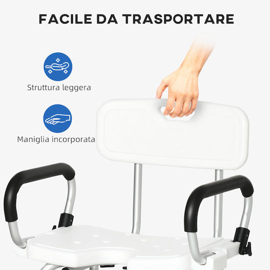 HomCom Toilettenstuhl mit Rückenlehne 713-117V00WT