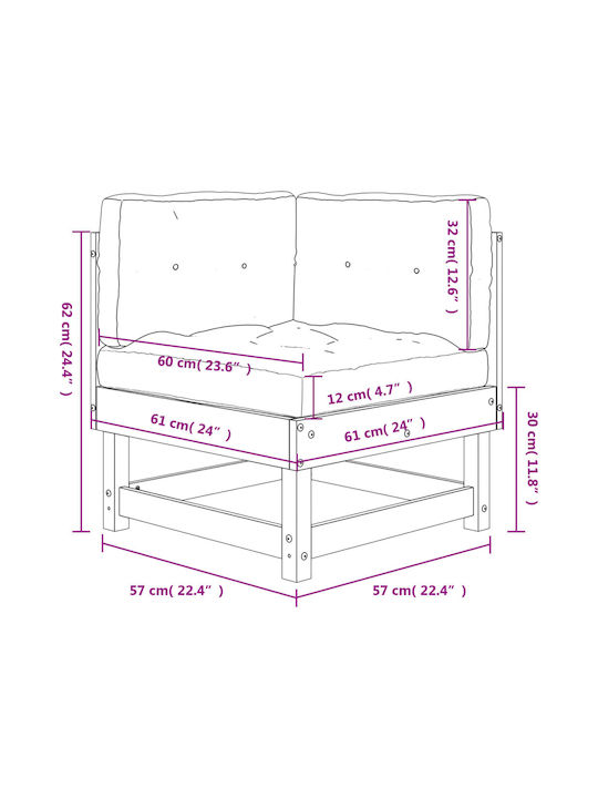Outdoor Chair Wooden White with Cushion 61x61x62cm
