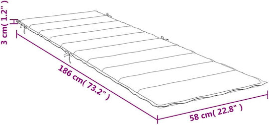vidaXL Multicolour Sunbed Cushion with Backrest 186x58cm