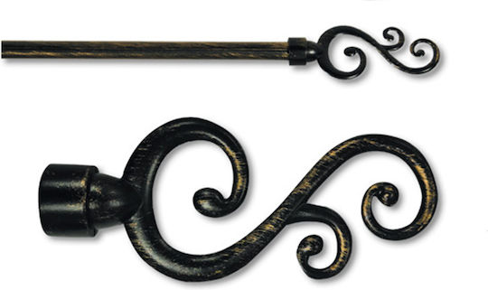 TnS Ausziehbares Metallisches Vorhangstangen Einzeln 120-210cm Schwarz/Gold 09-950-0446