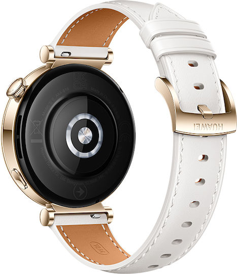 Huawei Watch GT 4 Stainless Steel 41mm Waterproof with Heart Rate Monitor (White Leather Strap)