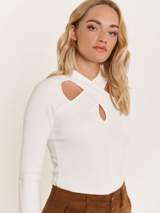 Edward Jeans Women's Long Sleeve Sport Blouse White WP-N-TOP-W23-009-OFF WHITE