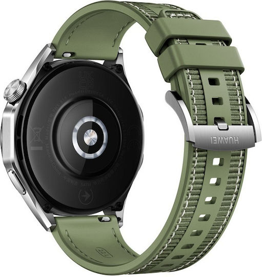 Huawei Watch GT 4 Stainless Steel 46mm Waterproof with Heart Rate Monitor (Green Composite Strap)